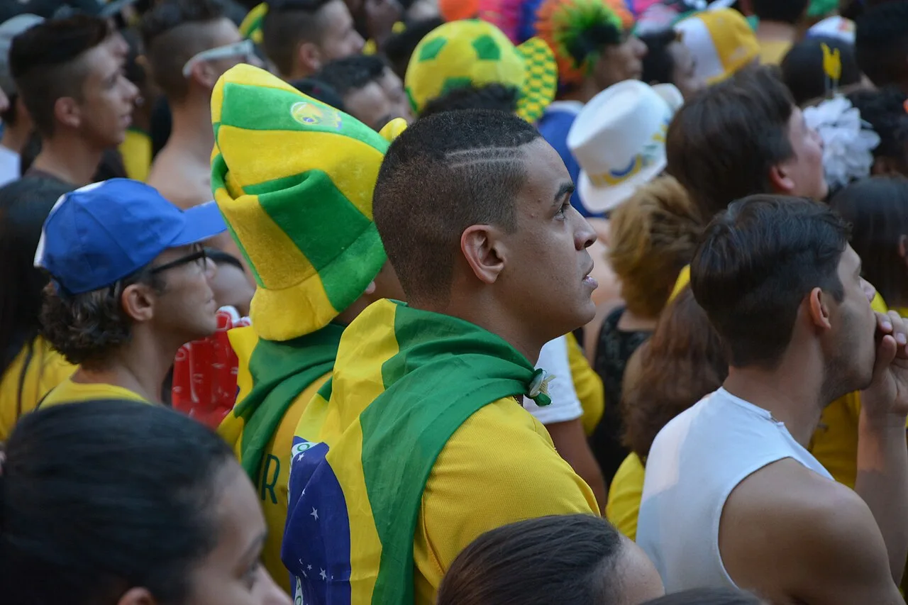 Brazil supporters watch anxiously in the stands, evoking the mood as Neymar announced his retirement from the national team after Brazil's World Cup 2026 exit to Norway