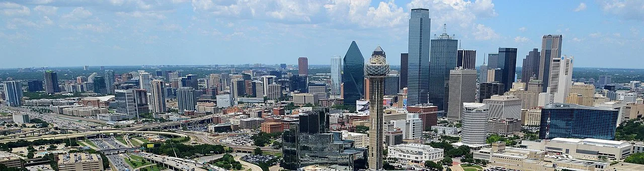Dallas skyline at dusk — England vs Croatia opens Group L at Dallas Stadium on June 17, 2026