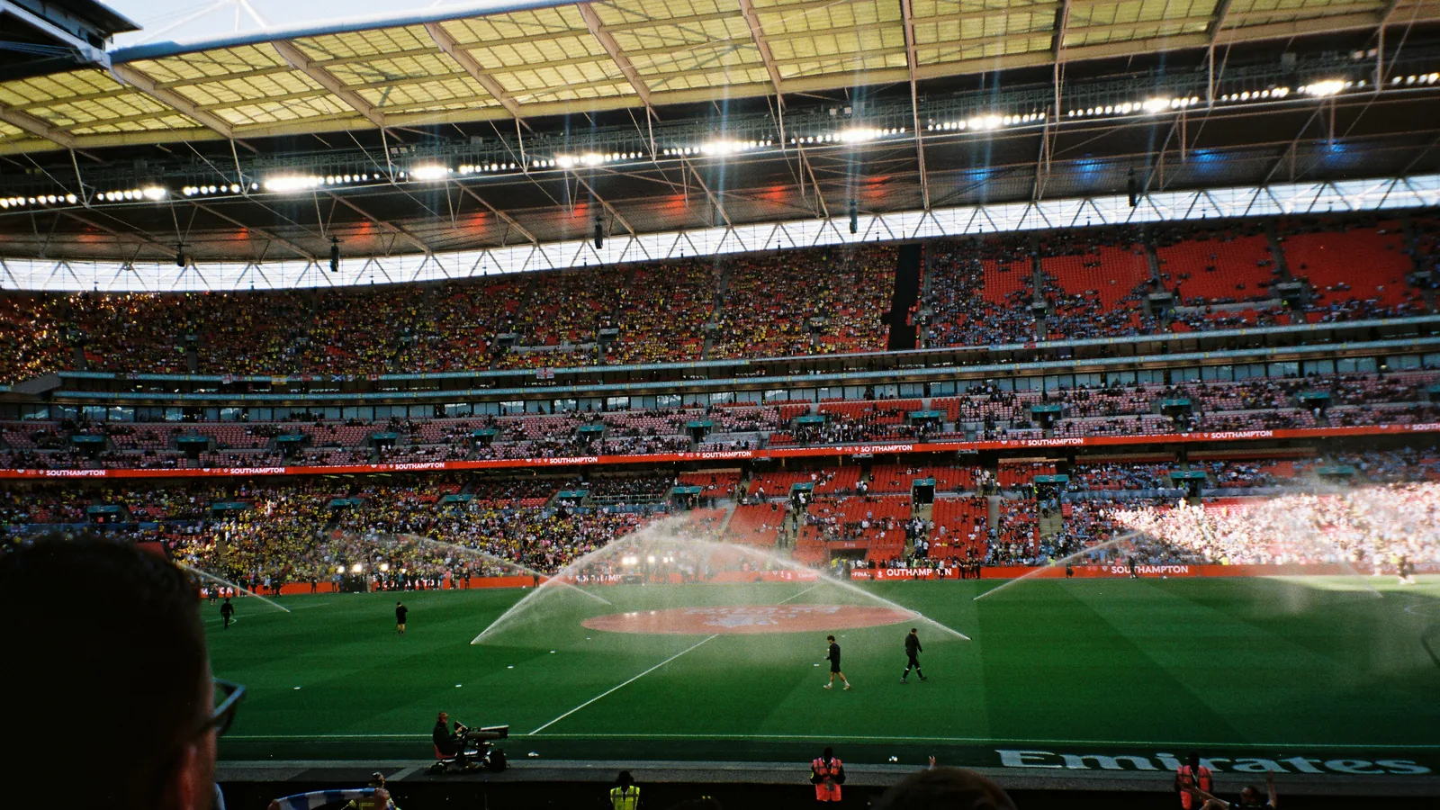 England supporters celebrate their side's 4-2 win over Croatia at AT&T Stadium on June 17, with Harry Kane scoring twice