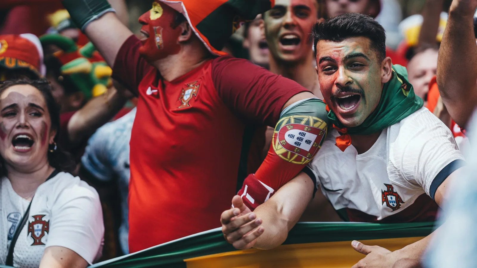 Canada supporters celebrate at Los Angeles Stadium in Inglewood after a 1-0 Round of 32 win over South Africa on June 28 sent the co-hosts into the last 16 for the first time