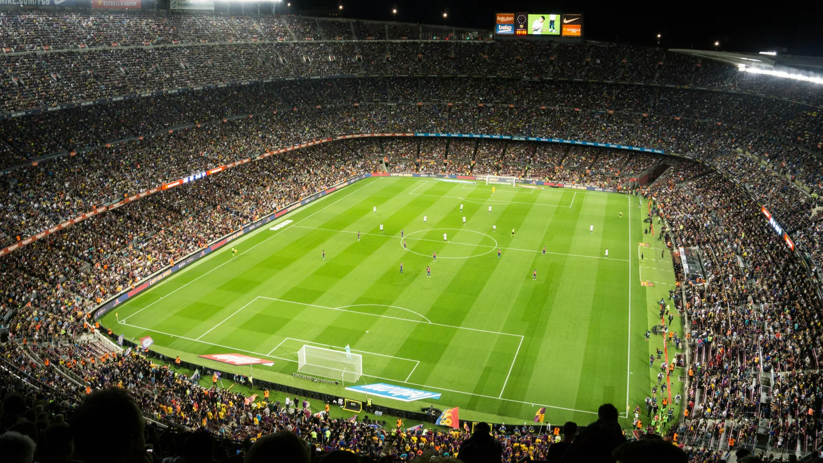 The players' tunnel leading out to a floodlit World Cup pitch — Cristiano Ronaldo finished his World Cup career with 11 goals across a record six tournaments from 2006 to 2026