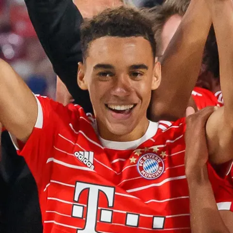 Jamal Musiala in Germany national team kit — Bayern's 23-year-old forward leads Nagelsmann's Wirtz–Musiala creative axis in Group E 2026 alongside Manuel Neuer's age-40 return as first-choice goalkeeper