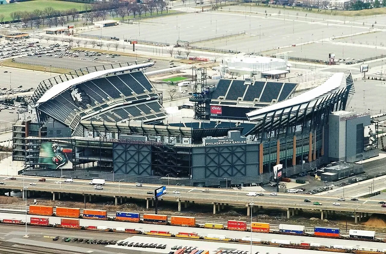 Lincoln Financial Field in Philadelphia — known during the 2026 World Cup as Philadelphia Stadium, hosting 6 World Cup 2026 matches including Brazil vs Haiti on June 19, France vs Iraq on June 22, Croatia vs Ghana on June 27 and a Round of 16 on Saturday July 4 — the day Philadelphia hosts the 250th-anniversary celebration of American independence